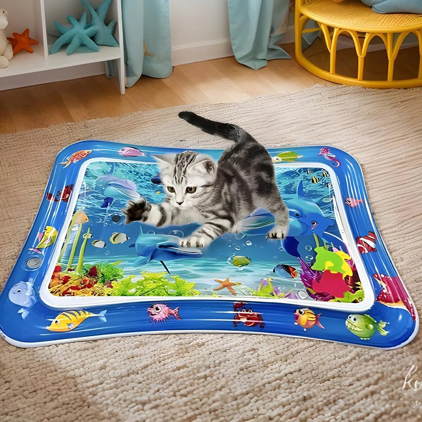 Comfort Cooling Water Mat for Cats Interactive Sensory Play Mat with Thickened Leak Proof Sensor Tech Inflatable Baby Water mat