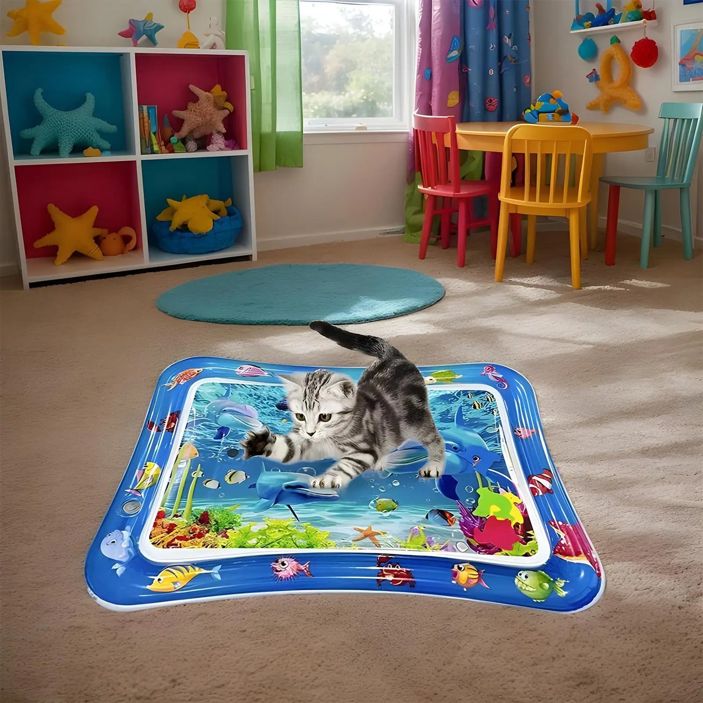 Comfort Cooling Water Mat for Cats Interactive Sensory Play Mat with Thickened Leak Proof Sensor Tech Inflatable Baby Water mat